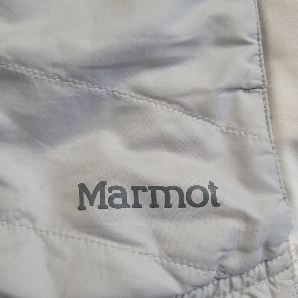 MARMOT Vest Womens Medium White Gray Quilted Warm Side Panels Walk Stroll - Picture 11 of 13